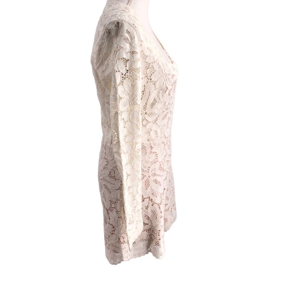 🚨Alexis Size Large Manolo Romper Long Sleeve Ivory Lace Bridal Bride-to-Be - Picture 4 of 10